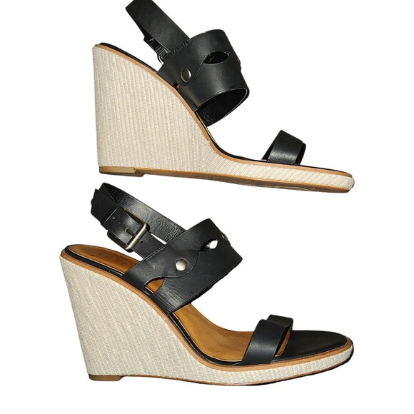 1. State Women's Leather Studded Wedge Sandals Espadrilles Black 9.5/41 - Picture 3 of 6